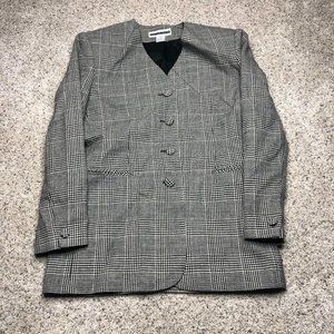 VINTAGE Jennifer Moore Coat Womens 6 Gray Houndstooth Single Breasted Suit Wool